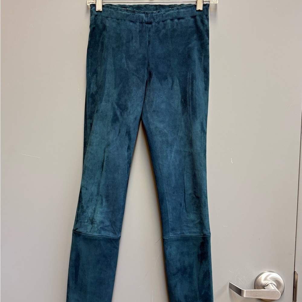 Stouls 2014 XS Teal Blue Lamb Leather Stretch Pants Portugal Suede Feel